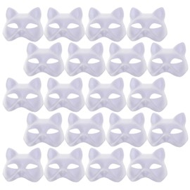 SEWACC Blank Cat Masks 20pcs Unfinished Blank Cat Masks Diy Blank Masks Cosplay White Animal Mask for Craft Party Favor