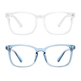 LifeArt Blue Light Blocking Glasses, 2 Pairs With Spring Hinge, Computer Reading, Gaming, TV Glasses for Women Men, Anti Eyestrain, UV, Glare (Clear&Blue, +3.00 Magnification)