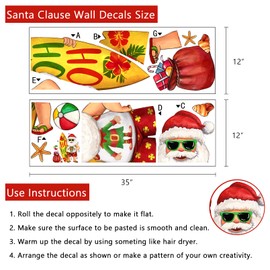 Yovkky Hawaii Christmas Santa Claus Wall Decals Stickers, Hawaiian Xmas Beach Santa Home Bedroom Decor, 2025 New Year Surfing Santa Coastal Kitchen Living Room Decorations Winter Holiday Gifts