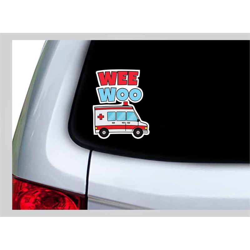 Wee Woo Ambulance Funny Paramedic - Sticker Graphic - Decal