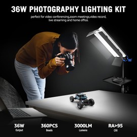 Photography Lighting with Tray & Remote, Arsoer 36W Bi-Color 2700K-6500K Video Light with Barndoor & Display, CRI95+ 72” Video Lighting for Video Recording/YouTube/TikTok/Live Streaming/Ins