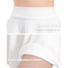 Auranso Kids Girls High Waisted Stretch Plain Flippy Flared Skater Skirts, 9-10 Years White School Skirts for Girls