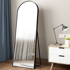 NeuType NeuType Arched Full Length Mirror Standing Hanging or Leaning Against Wall, Oversized Large Bedroom Mirror Floor Mirror Dressing Mirror, Aluminum Alloy Thin Frame, Black, 65"x22"