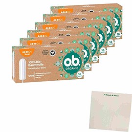 OB Organic Super Tampon Pack of 6 (6 x 16 Pieces) + usy Block
