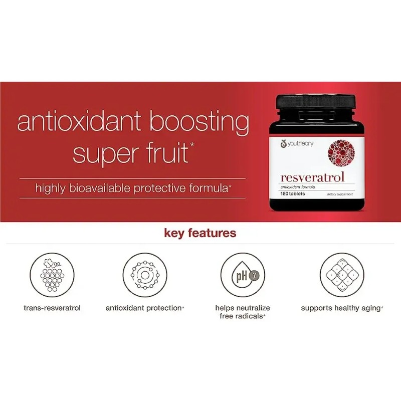 Resveratrol Con Acerola 290 Tabletas Antienvejecimiento
