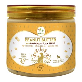 Pawfect Peanut Butter with Banana & Flaxseeds - Promotes Digestion, Contains Antioxidant | Food Toppers for Dogs | No Added Salt/Oil/Sugar | for Training & Rewards | Topper for Lick Mats (15.87oz)