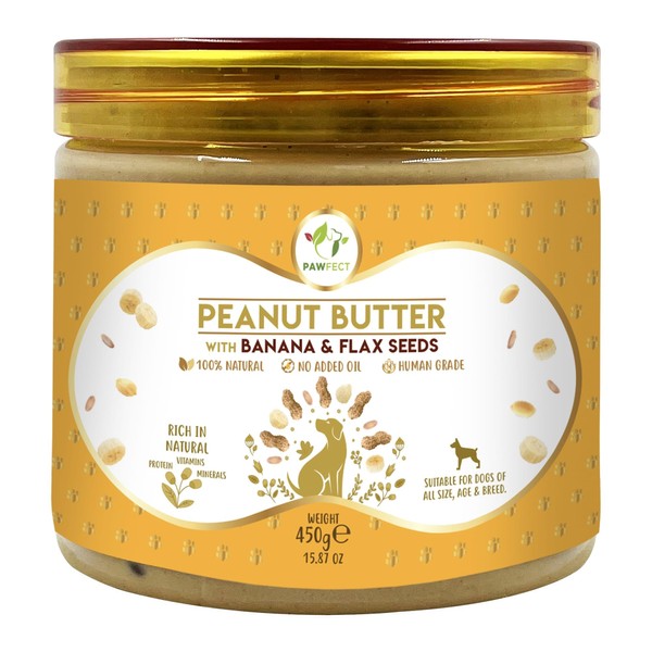 Pawfect Peanut Butter with Banana & Flaxseeds - Promotes Digestion,