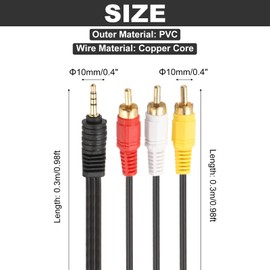 DMiotech 3.5mm to RCA Cable, 0.98ft 3 RCA Male to Aux Male Audio Adapter for Smartphones, Speakers, HDTV, Tablets, Home Theater