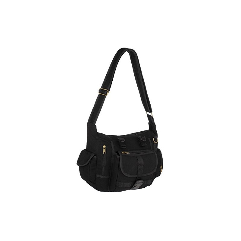EyeCatchBags New York Cross Body Messenger Canvas Shoulder Bag Black