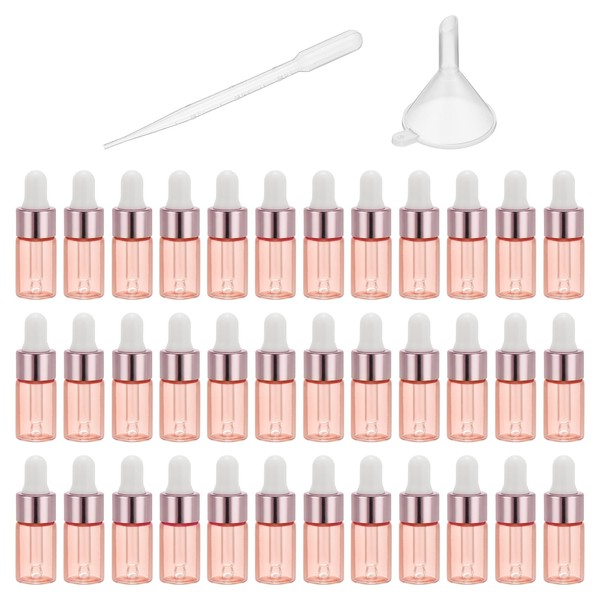 PATIKIL 3ml Glass Dropper Bottle, 36Pcs Leakproof Eye Dropper Essential