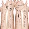 8 Sheets Quote & Symbol Temporary Tattoos – Realistic Black
