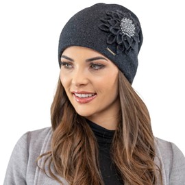 VIVISENCE Winter Hat for Women Autumn Warm Beanie Hat for Women Elegant Ideal Perfect Fit for Cold Days Model 7052, darkgray
