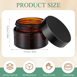 Patelai 4 Pack Amber Glass Jars with Lids, 1 oz Thick Amber Round Glass Jars for Travel Storage Makeup Beauty Products Face, Leakproof and Dishwasher Safe