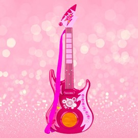 Musical Rock n Roll Guitar Toy Set with Strap, Music Key, Demo Songs, Realistic Sounds & Flashing Lights - Fun Educational Play for Kids, Boys & Girls - 24" Electric Guitar