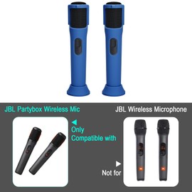 TXEsign Silicone Case for JBL PartyBox Wireless Microphone Rechargeable Battery-2 Pack, Anti-Rolling Protective Case with Base Rod Mic Sleeves Microphone Stand for Disco Stage Party TV Show (Blue)