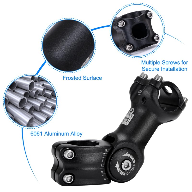 Tunejoy Bicycle Handlebar Stem ± 60° Adjustable Bicycle Handlebar Riser