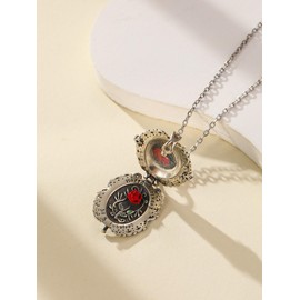 AENEAS Rose Flower Locket Necklace Sterling Silver Oval Round Pendant Perfect for Happy Birthday 50 Fabulous Gifts Elegant Jewelry Gift for Her, 20 inches, Sterling Silver, No Gemstone