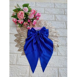 Trend By Kimaayra Luxury Satin Long Tail Hair Bow Alligator clip for Women and Girls, Gift for her, Gift for women (Royal Blue)