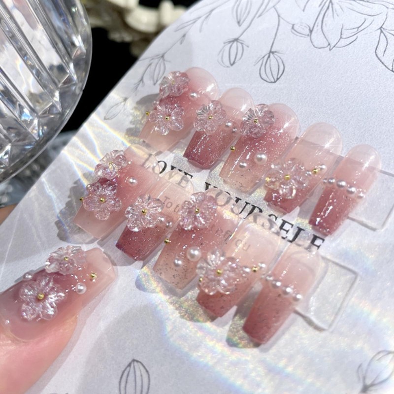 HAPVITAL 24-Piece Set, Nail Tips, Press-On, Popular, 3D, Handmade Japanese