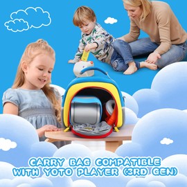 EUGOOCX Carrying Case Compatible with Yoto Player (3rd Gen.), Dual Openings Storage Bag for Kids Audio Music Player, Headphone and Audiobook Cards (Dark Blue)