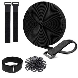 Neyiem Magic Binding Band, Length 16.3 ft (5 m), Width 1.0 inches (2.5 cm), 25 Pieces with Buckles - Adjustable, Binding Tape, Fastening Belt, Strong, Heat Resistant, Wire Organization, Wiring