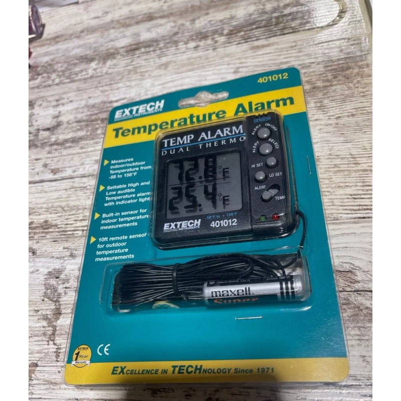 Extech - Temperature Alarm 401012 - Indoor /Outdoor Thermometer -