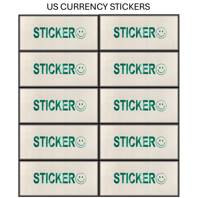 Unbranded $2 Two Dollar 1890 Treasury Note (US CURRENCY STICKERS)