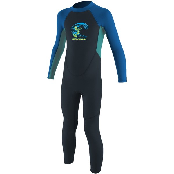 O'Neill Wetsuits Kid's Toddler Reactor II Back Zip Full Wetsuit, Slate/Light Aqua/Ocean, Size 3