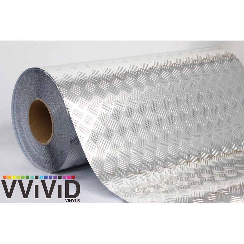 Industrial Utility Diamond Plate Metallic Chrome Finish Vinyl Wrap Sheet