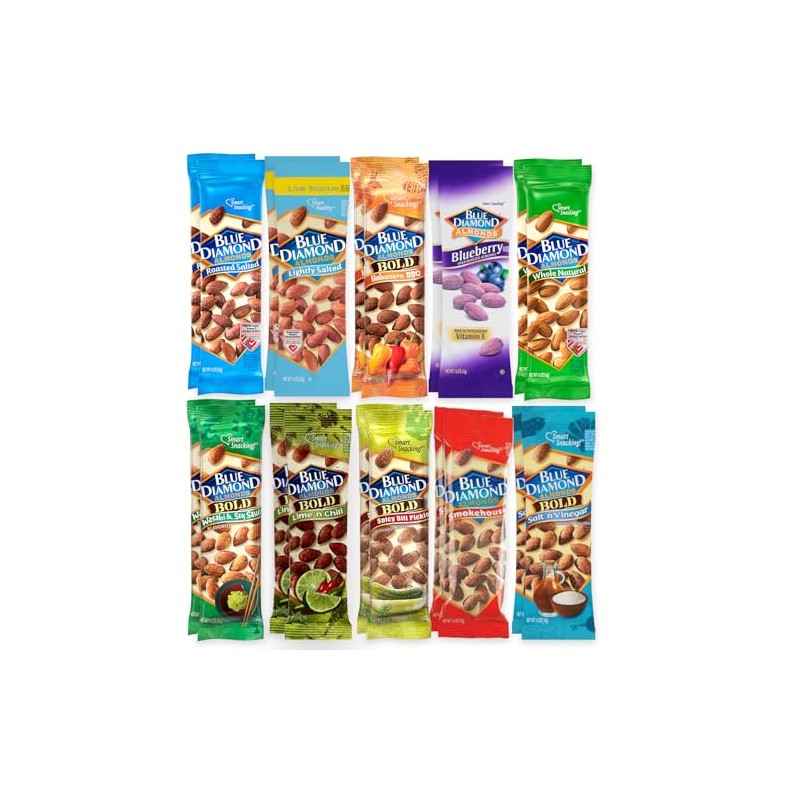Almond Variety Packs, 10 Flavors (2 Bags Each), 1.5 Ounce