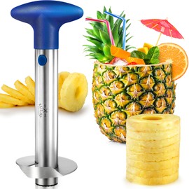 Zulay Kitchen Pineapple Corer and Slicer Tool - Stainless Steel Pineapple Cutter for Easy Core Removal & Slicing - Super Fast Pineapple Slicer and Corer Tool Saves you Time (Royal Blue)