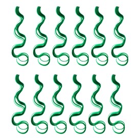 SWACC 12 Pcs Curly Wavy One Color Party Highlights Clip on in Hair Extensions Colored Hair Streak Synthetic Hairpieces (Green)