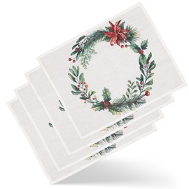 NOAH VERDE Set of 4 Christmas Place Mats 35 x 45 cm Cotton Plate Coasters Table Coaster Set Place Mats Fabric Place Mats Table Mat Dining Table Place Mat Christmas Decoration Table