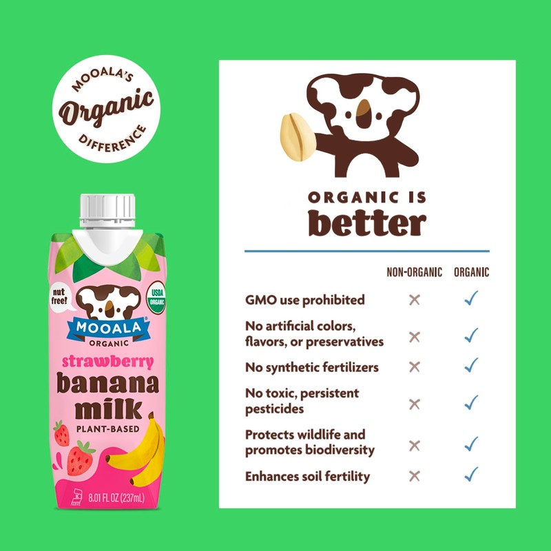 Mooala Strawberry Bananamilk Organic Shelf Stable 237 mL Case 12