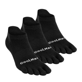 UBUMO Toe Socks for Men and Women Coolmax Five Finger No Show Athletic Running High Performance Lightweight 3 Pairs
