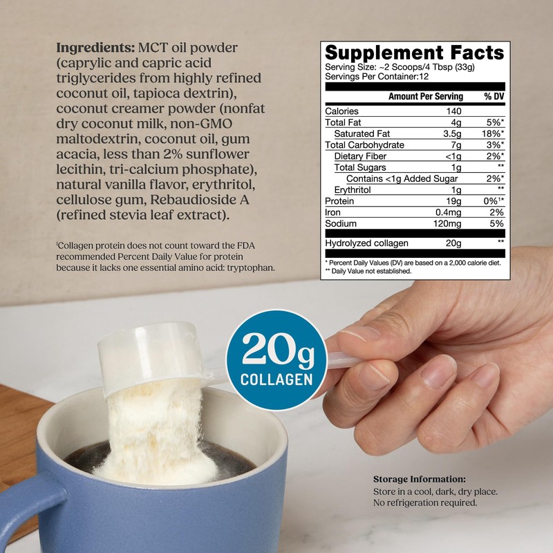 Bulletproof Vanilla Collagen Peptides Powder with MCT Oil, 14.3 Ounces,