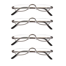 DABYDA Half Reading Glasses，Metal Frame Readers for Women Men with Pouch(4 Pairs 2.5)