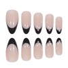 Black French Tip Press on Nails Medium Almond Fake Nails