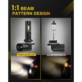 Nilight EF1 881 LED Fog Light Bulbs 200% Brightness 6000K Cool White 1:1 Mini Size Halogen Replacement 881/889/ 898/886 /894 LED Fog Light DRL Conversion Kit,Pack of 2