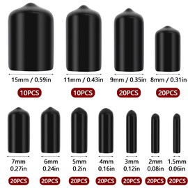 lyualma Pack of 200 PVC Vinyl Rubber Caps 1.5/2/3/4/5/6/7/8/9/11/15 mm Bolt Cover Rubber End Caps for Screws Wire Ropes Pipe End Cables