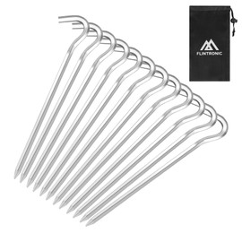 Flintronic Tent Pegs, 24 Pieces Heavy-Duty Tent Pegs, 23 cm Metal Tent Hooks, Aluminium Pegs, Ideal for Garden, Camping, Fishing and Camping (Silver) 23 cm