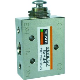 TRUSCO TSV-41B-6 4-Way Small Switching Valve, 5 Ports, 1/8 Button Type