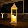Alpine Corporation 28" Tall Outdoor Battery-Operated Lantern with LED Lights,