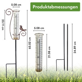 DAAS24 Rain Gauge - Rain Gauge for Garden - Frost-proof Glass - Rainfall Meter - Flexible Placement - Garden Decoration