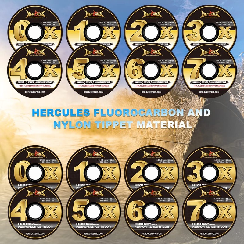 HERCULES Fly Fishing Tippet 3 Pack with Fly Tippet Holder,