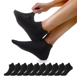 TUUHAW Black Trainer Socks for Men 9-12 Cotton Mens Ankle Socks Size 9-12 UK Anti Blister Anti Sweat Breathable for Sports Running Walking Athletic Gym Cycling 10 Pairs