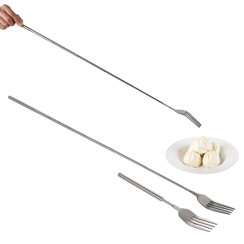 Telescopic Fork BBQ Stainless Steel Extendable Fork Extra Long Handle