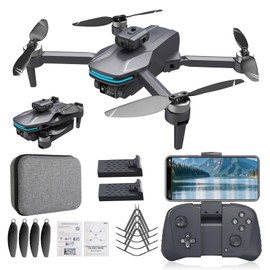 4K Camera Drone with Foldable Design, Dual Adjustable Lenses, Brushless Motors, Obstacle Avoidance, Altitude Hold, One-Touch Takeoff, Headless Mode, 2 Batteries, Storage Case Included