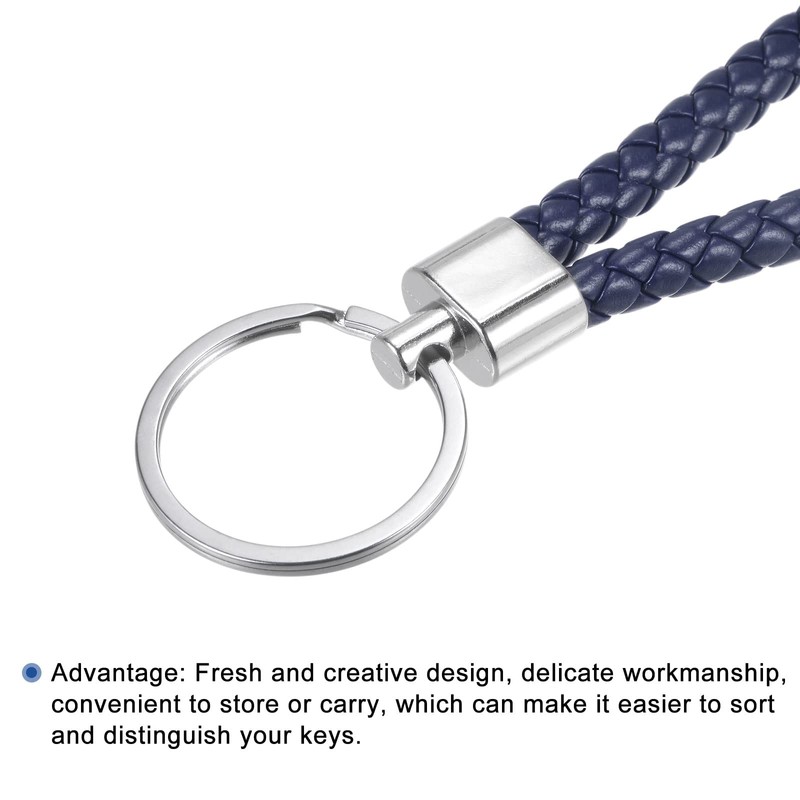PATIKIL Braided Leather Keychain, 3 Pack PU Key Ring Woven
