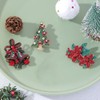 Christmas Brooch Pins Red Cubic Zirconia Dainty Flower Christmas Jingle